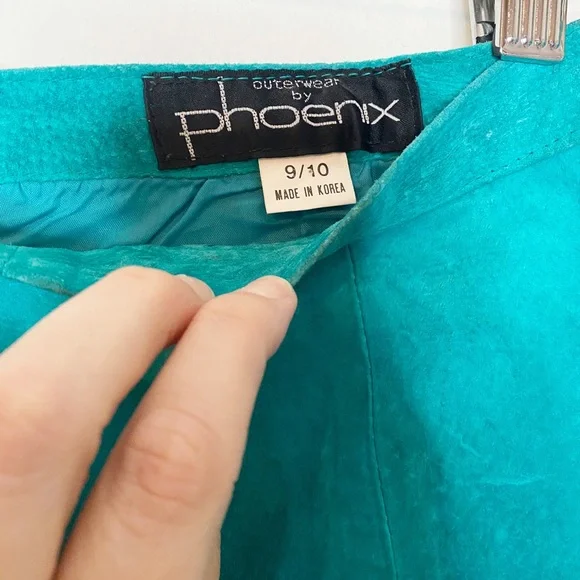 Vintage Outerwear By Phoenix Turquoise Suede Pencil Skirt 9/10 Western - Picture 3 of 5